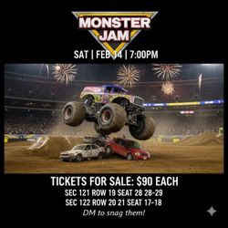 MONSTER JAMS LOWER LEVEL SEATS $90 EACH 