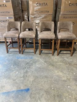 brand new,Upholstered Counter Height Bar Stool with Solid Wood legs Set of 4 $280 🔥🔥🔥Second Location : Sweet Home Prime Furniture 🌸1627 Columbia