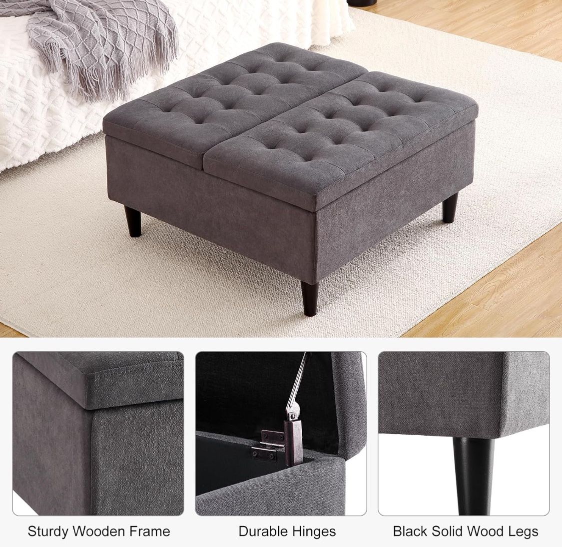 33-inch velvet ottoman