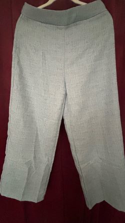 Light Blue Textured Cropped Wide-Leg Pants