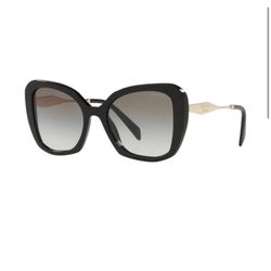 New Prada 53 Mm Black Cat Eye Sunglasses