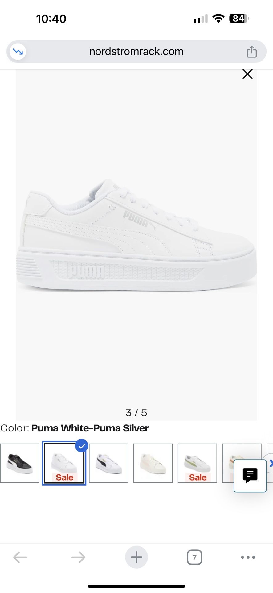 White Leather Pumas Women Size 10