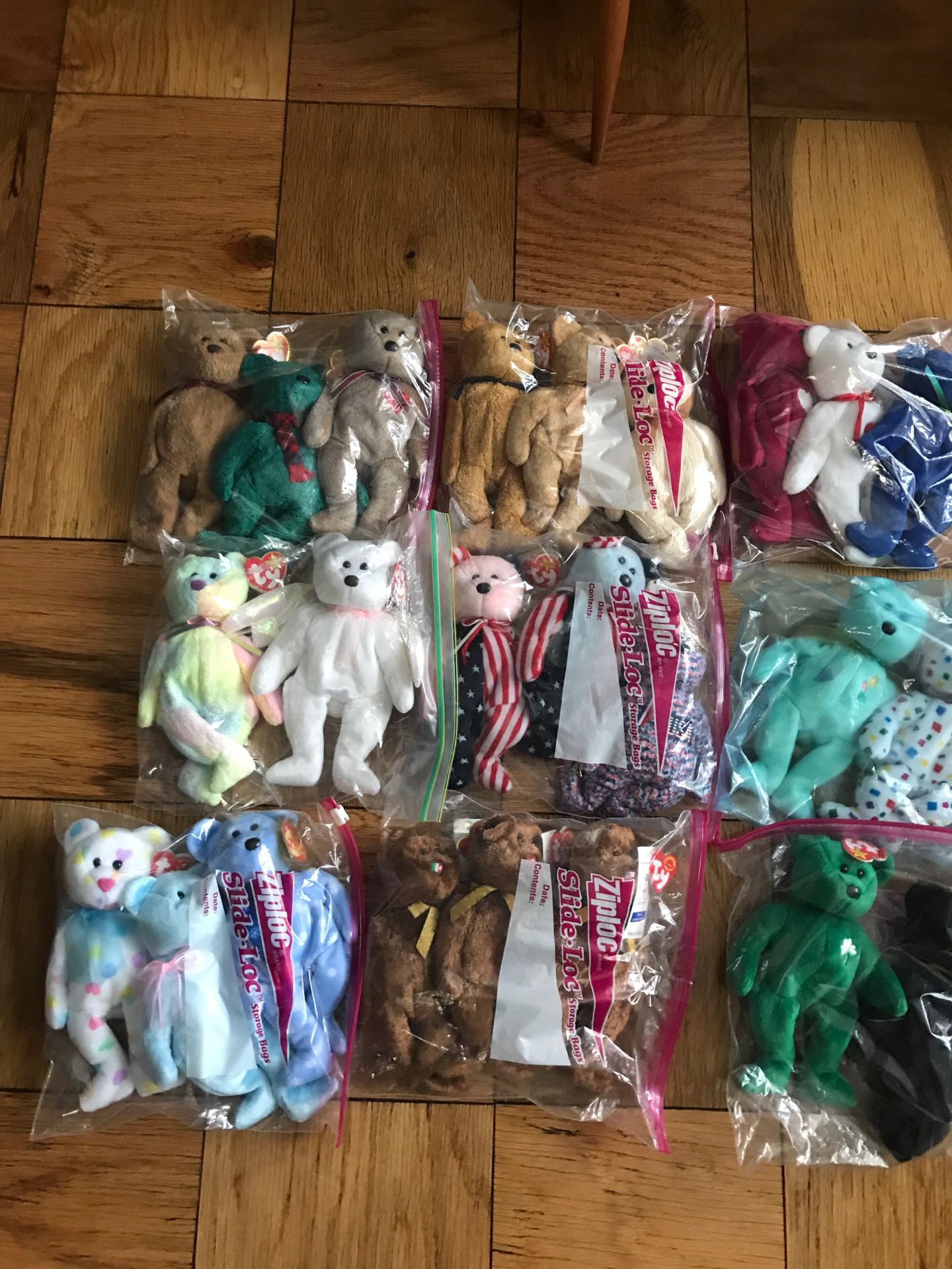 TY Bears Beanie Babies, Blue Face Spangle and Pink Face Spangle both errors on tags Rare
