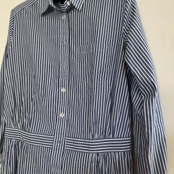 Banana Republic Blue/white Strip, Long Sleeves W/Cuffs