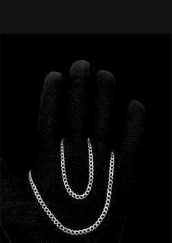 3mm Cuban Link Chain / Necklace 18in  Real Solid Silver