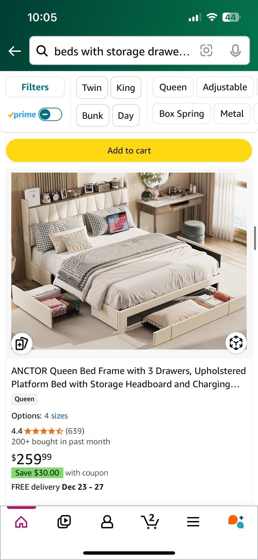 Anctor ANCTOR Queen Bed Frame with 3 Drawers, Upholstered Platform Bed with Storage