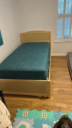 Twin Size Wood Bed Frame and mattress