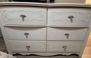 White dresser and night stand