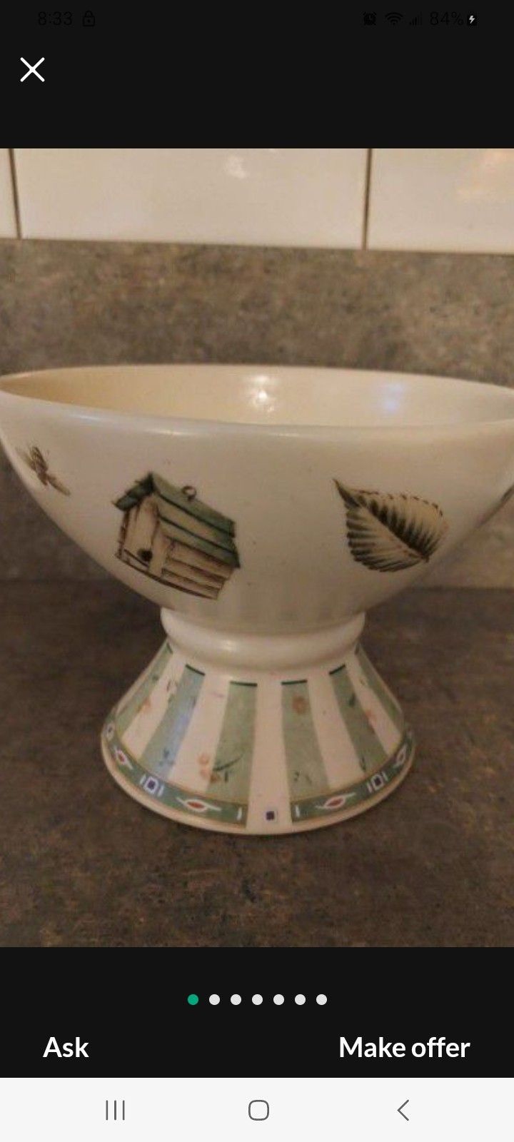Pfaltzgraff Naturewood Footed Pillar Candle Holder Dessert/Candy Dish