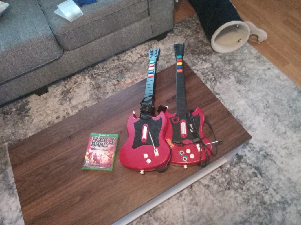 2 Rock Band Guitars And Rock Band 4