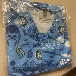 Seattle Mariners, Star Wars, Darkside, Short Sleeve Button-Down Shirt, Size Xl Brand New Never Been Opened
