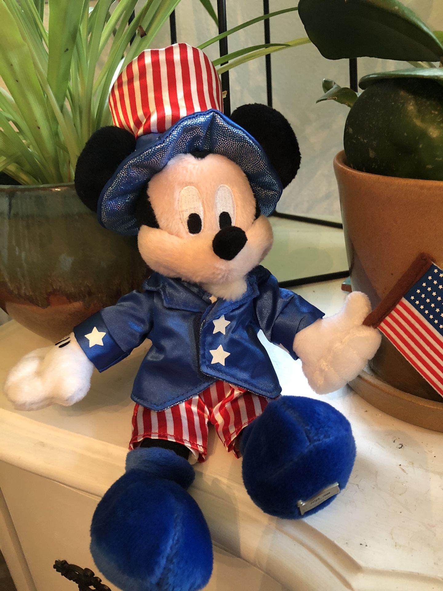 Walt Disney World Mickey Mouse • Uncle Sam Plush Bean Bag Figurine 2004