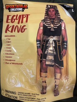 Men’s Egyptian King Pharaoh Halloween Costume Large + Sandals
