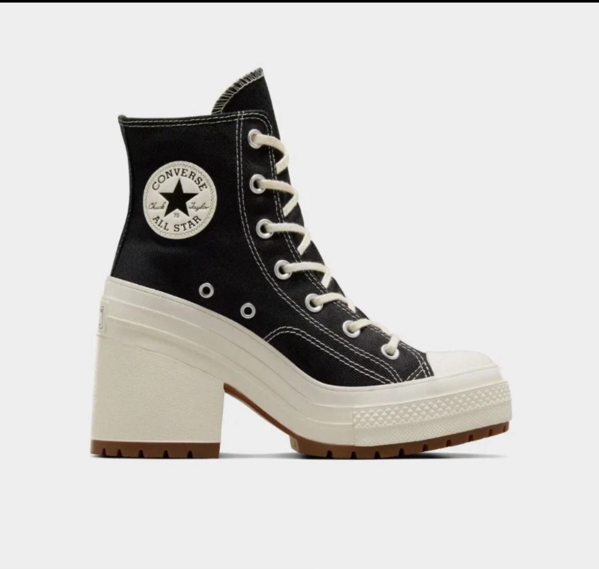 New NIB Authentic Converse Women 10.5 Chuck 70 De Luxe Black High Top Heel Sneakers