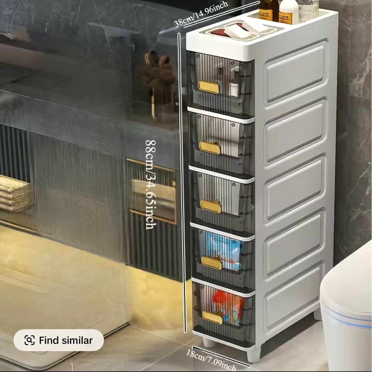 Slim Storage Drawer Unit - Waterproof Narrow Cabinet for Small Spaces ...