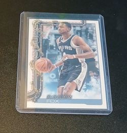 San Antonio Spurs De'Aaron Fox card in a hard protective case.  $5