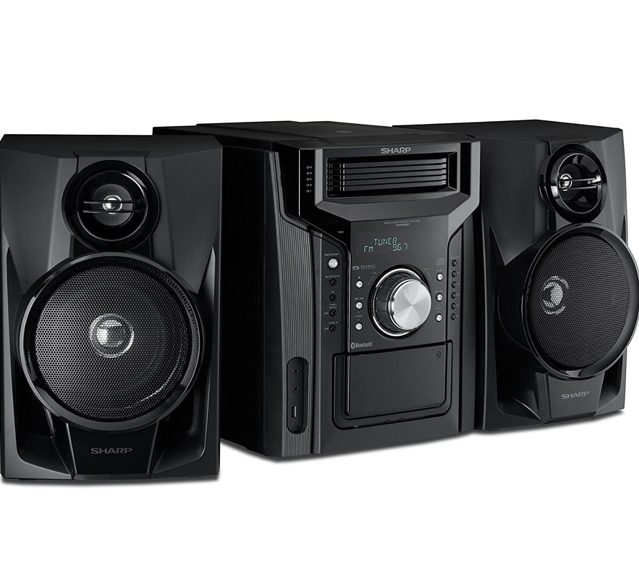 New in Box Sharp CD-BH950 Sharp 240W 5-Disc Mini Shelf Speaker System with Cassette and Bluetooth