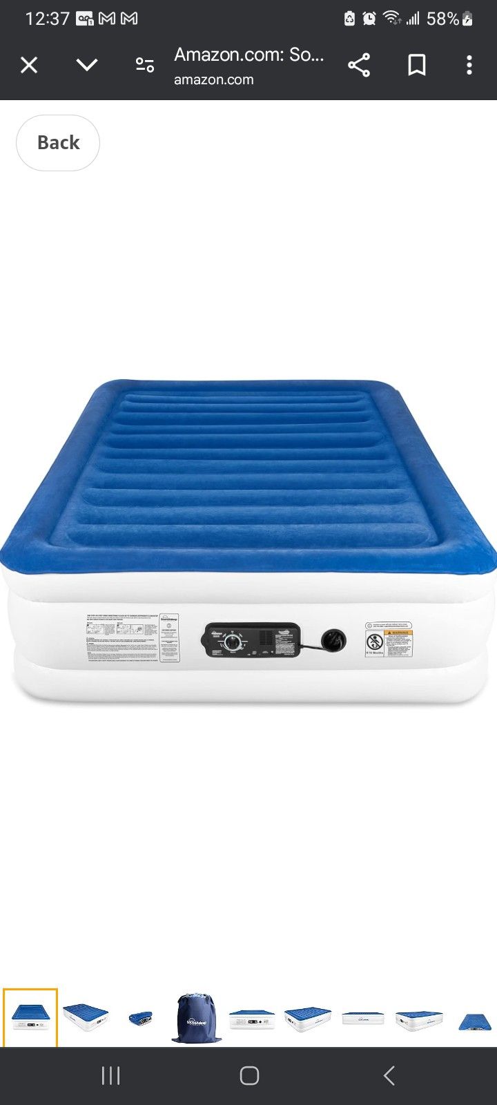 SoundAsleep Dream Series Full Size Air Mattress With Built In EZ Pump