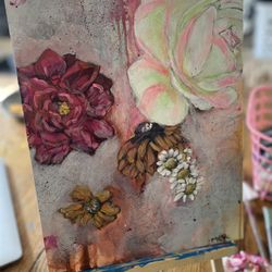 Original Floral Abstract Acrylic Painting 
