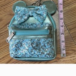 Disney Parks Arendelle Aqua Frozen Sequin Wristlet Micro Mini Backpack