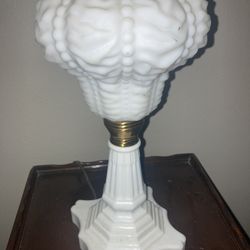 C 1800’s Milk Glass Banquet Lamp; Has Been Electrified 