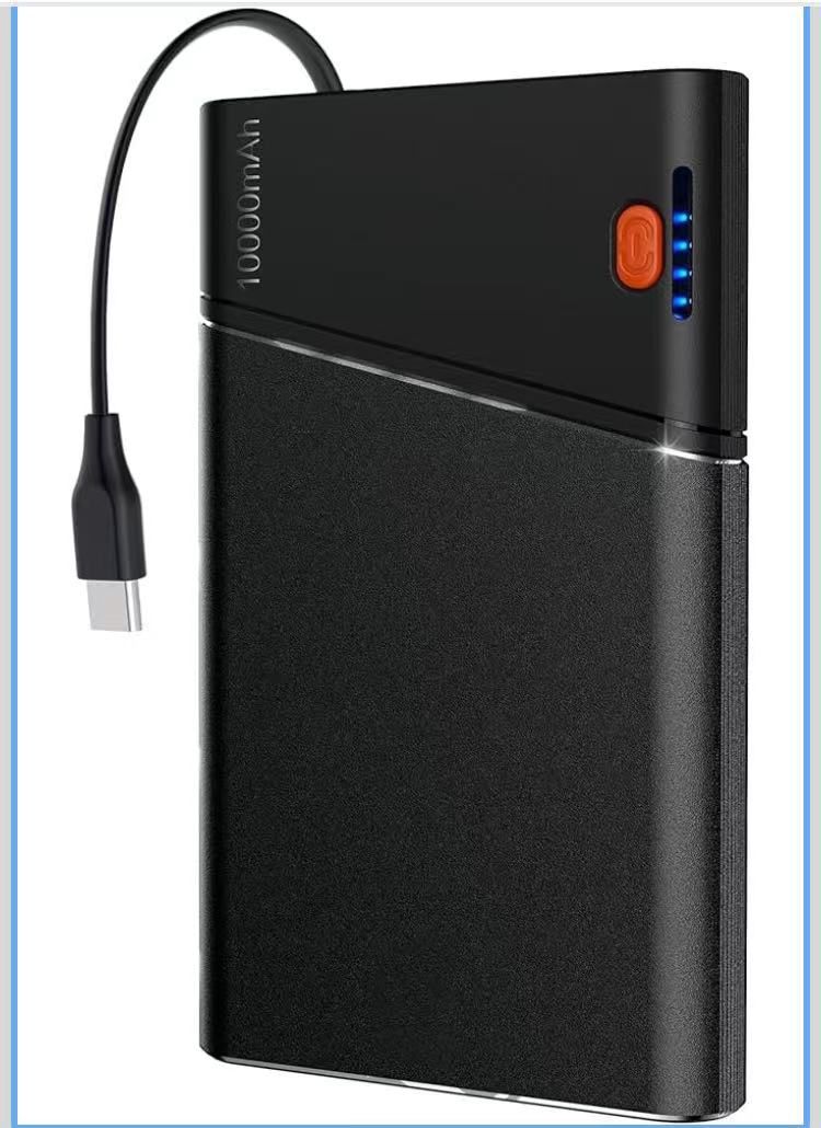 Portable Charger Power Bank, 10000mAh 22.5W PD Super Fast Charging Powerbank with Built-in USB C in&Out Cable, Slim External Phone Battery Pack for iP
