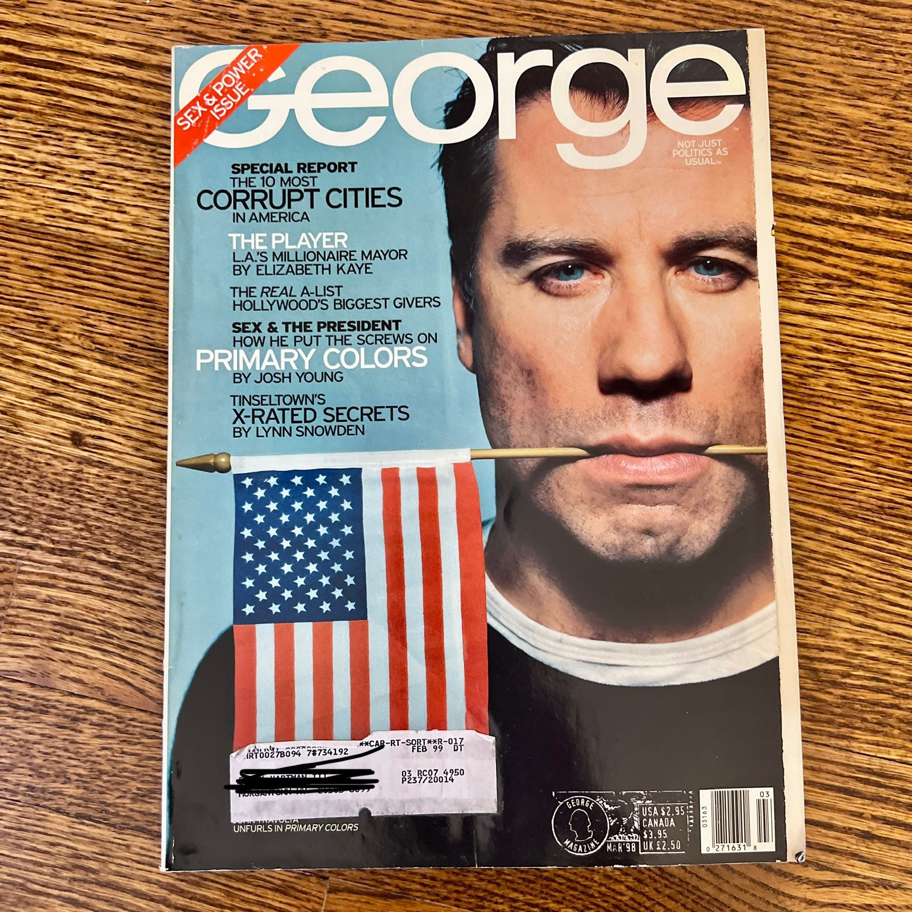 George Magazine, March 1998, John Travolta/Sex & Power Issue, VERY GOOD Cond.