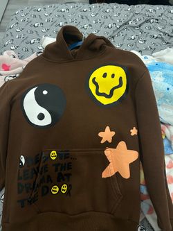 All brown happy face hoodie