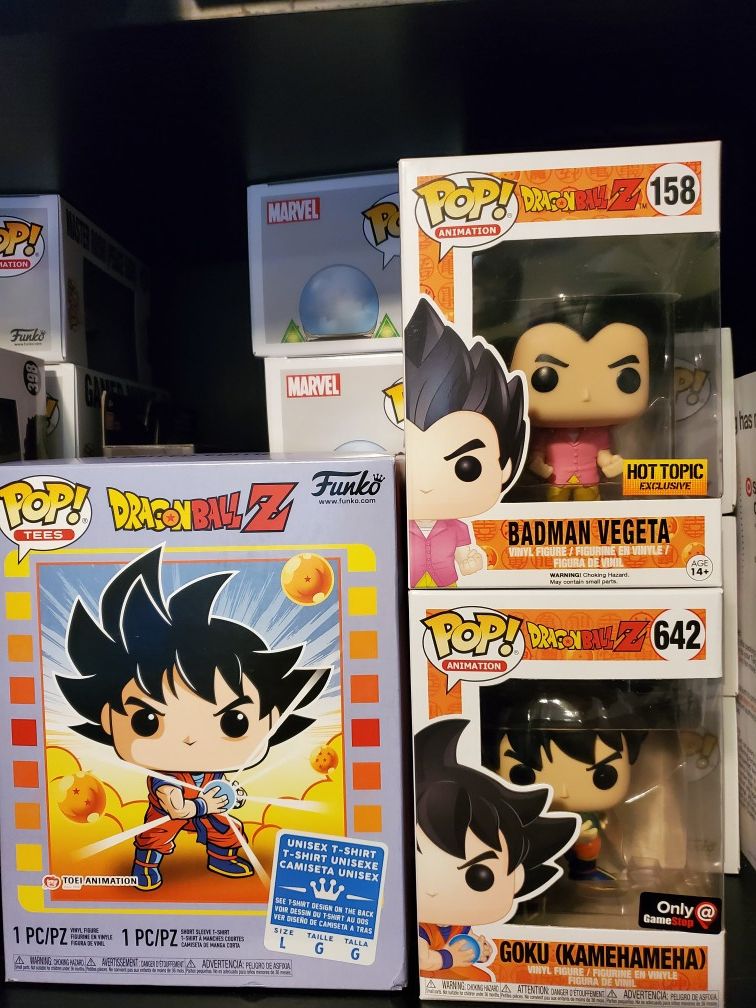 Dragonball Z Goku Kamahameha Funko Pop/Tee Large & Badman Vegeta