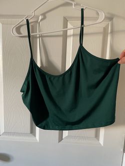 Women’s Plus Size Curve 4XL Green Satin Cami Crop Top Size Spaghetti Strap