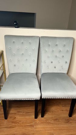 Set of 2 Tufted Velvet Dining Chairs