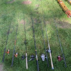 Lot of 7 Fishing Poles 