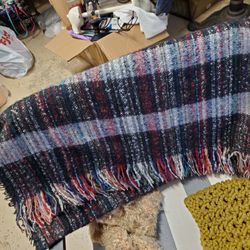 Plaid And Navy Scarf