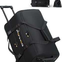 25 Inch Duffle Bag with Wheels and Handle for Men - Water Resistant Wheeled Duffle Bag for Weekend Travel & Overnight Trips, Black