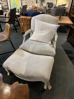 Newly upholstered chair & ottoman - off white mohair - as is (some wear)Chair W/ Ottoman SKU  AW41WW