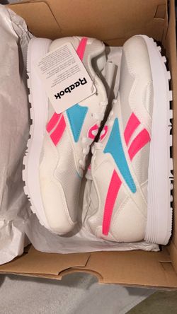 Reebok Kids White Sneakers with Pink and Blue Accents size 4