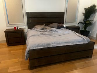 King size bed frame and two matching night stands