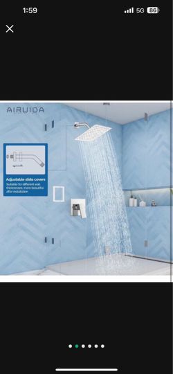 Matte Black Shower Faucet Set, Bathroom Rainfall Shower Trim Kit C23 chrome And Black And nickel