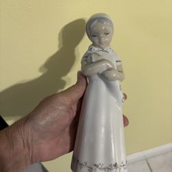 Vintage Tengra Lladro Spain Porcelain Figurine Nurse Holding a Baby