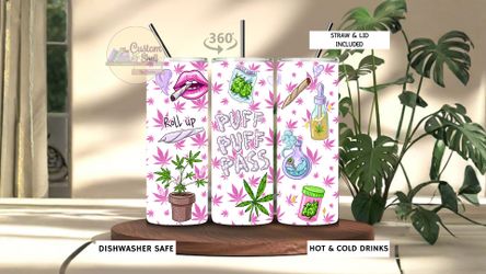 Puff Puff Pass 420 Friendly 20 Oz Stainless Steel Tumbler (READ DESCRIPTION)