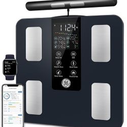 GE Smart Scale for Body Weight: 8-Electrode Digital Bathroom Scale for Weight Fat BMI Muscle Mass Full Body Composition Analyzer 50 Measurements