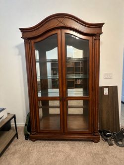 Wood and Glass Display Cabinet Curio
