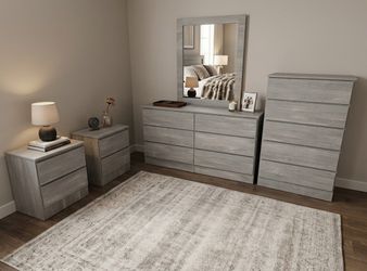 Dresser Whit Mirror, Chest and 2 Nightstands - Cómoda con Espejo, Gavetero y 2 Mesitas de noche