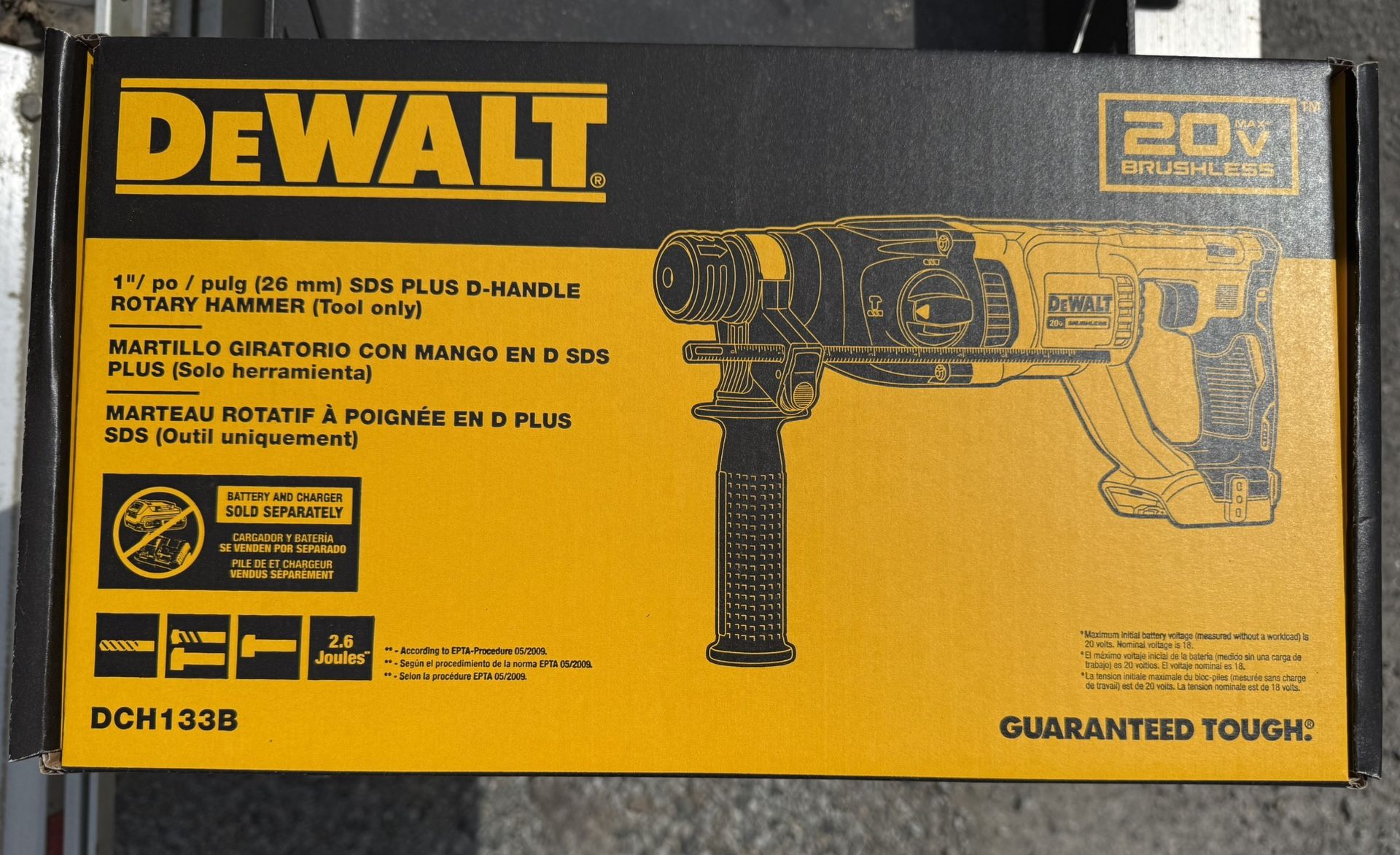 Dewalt SDS PLUS D-HANDLE ROTARY HAMMER (Tool only) DCH133B