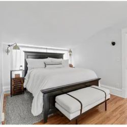 Black Captiva Solid Wood Queen Bedframe and Nightstand