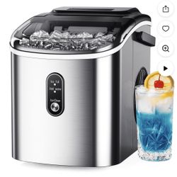 Simzlife Countertop Ice Maker with Handle,Portable Ice Machine with Basket and Scoop, 9 Bullet Ice In 6 Mins, 26Lbs/24H, Self-Cleaning