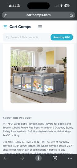 74” x 50” play pen activity center brand new inbox