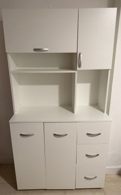 Freestanding Kitchen Pantry with 2 Large Cabinets