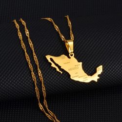 Gold Mexico Map Pendant/Necklace 