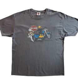 Vintage R.K. Stratman Harley-Davidson Looney Tunes T-Shirt Longhorn Grand Prairie TX 2XL